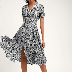 Lulu’s Dresses - Let’s Snake a Deal, Collared Midi Dress